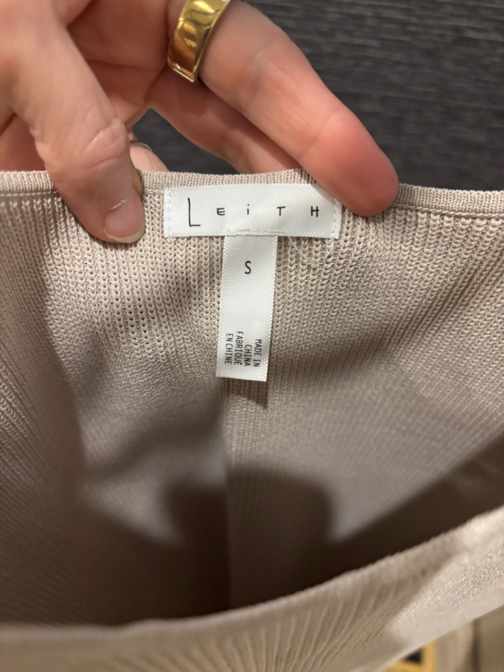 Leith Neutral Ribbed Tank Midi Dress - Picture 5 of 6